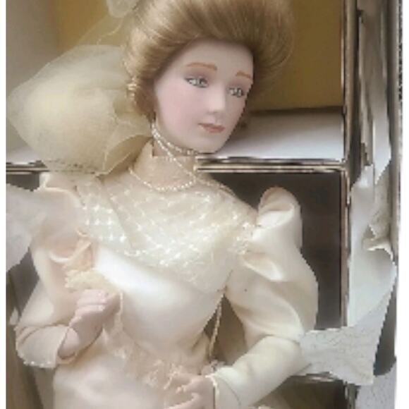 Franklin Mint 22" Heirloom Gibson Girl Bride Porcelain Doll 1988 w/ box - Picture 1 of 6